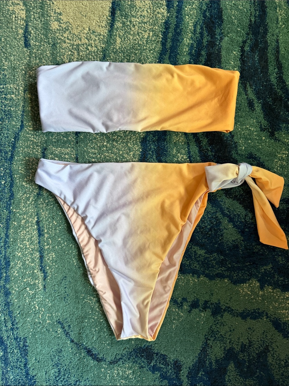 Lulu’s Ocean Skies Orange and Purple Ombre Side-Tie Bikini Medium